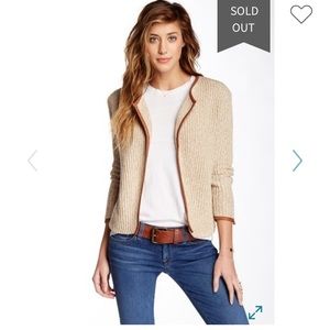 Lucky Brand leather-trim cardigan XS